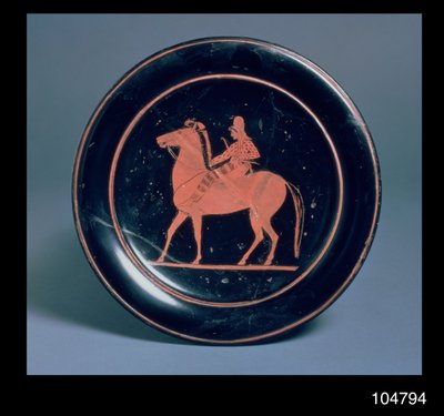 Attic Red-Figure Plate Decorated with an Archer on Horseback by Greek